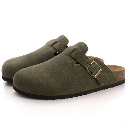 Comwarm Women's Suede Mules Slippers with Cork Insole