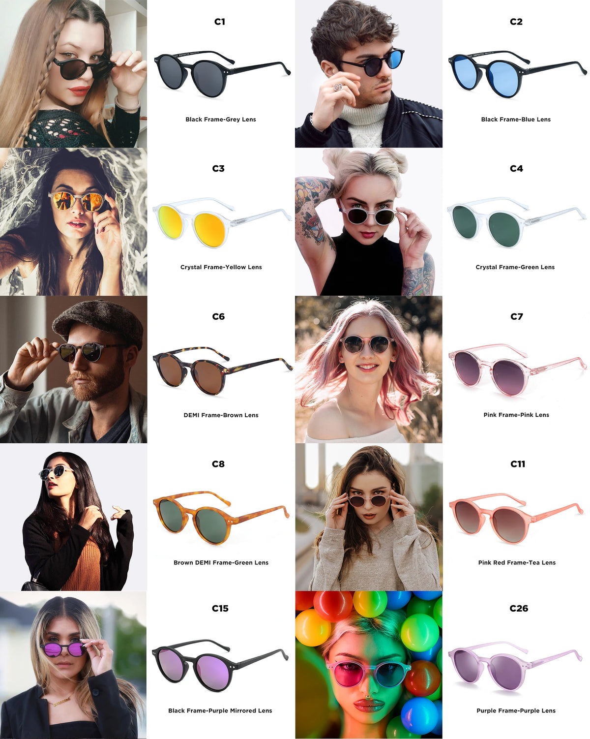 ZENOTTIC Retro Circular Polarized Sunglasses S Size