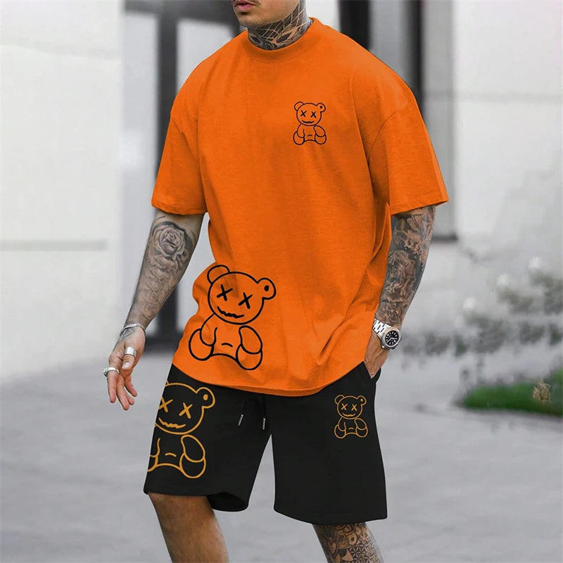 Men's Summer Loose Harajuku T-Shirt and Shorts Set