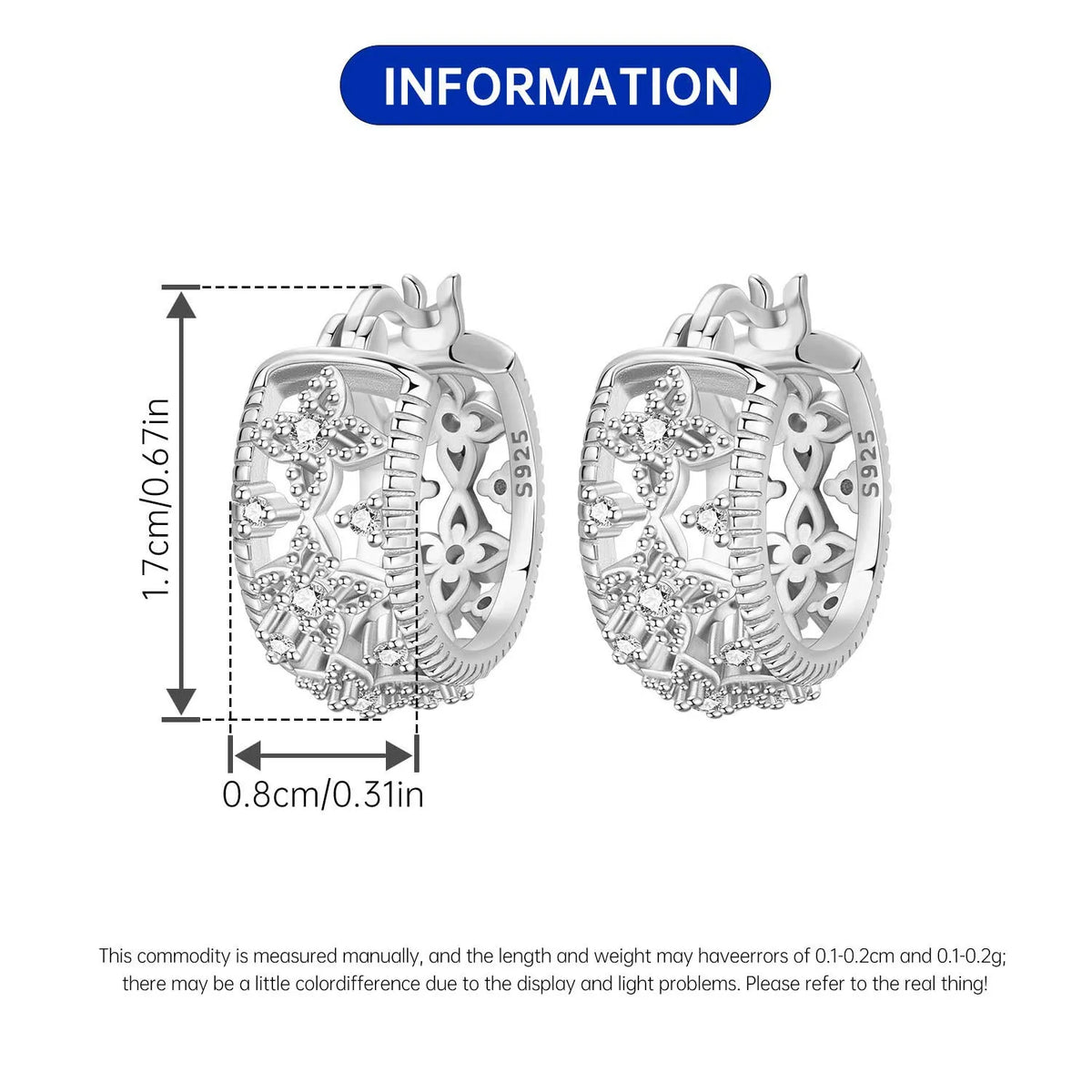 S925 Sterling Silver Iris Flower Hoop Earrings for Women