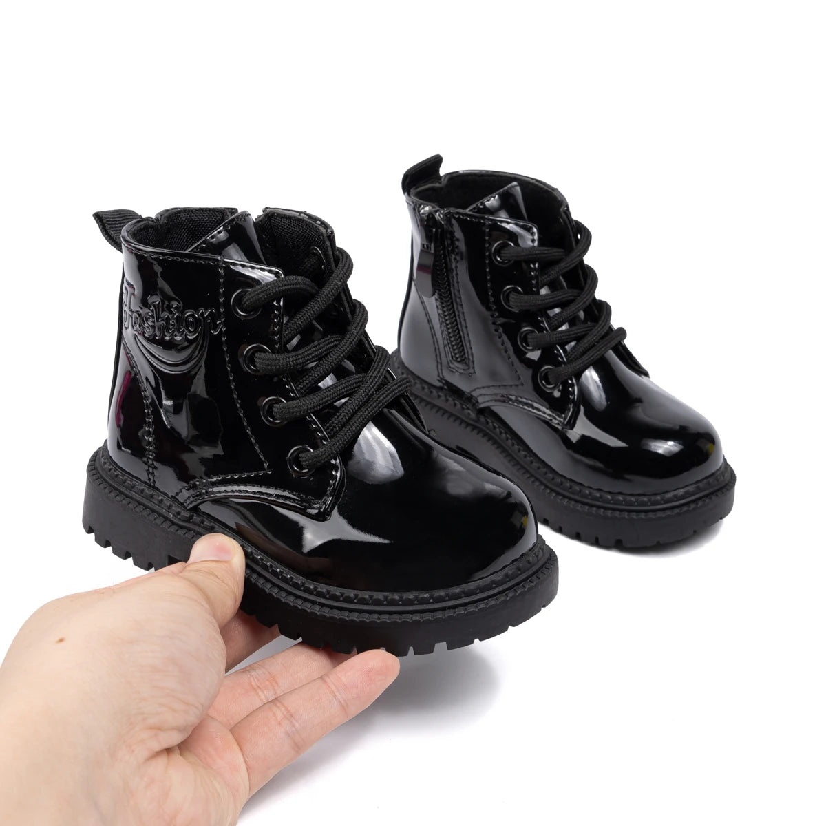 Waterproof PU Leather Children's Lace-up Boots