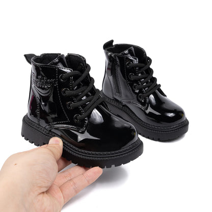 Waterproof PU Leather Children's Lace-up Boots