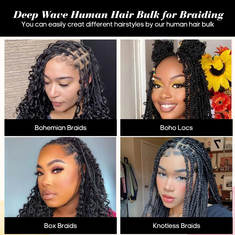 14 Inch Brazilian Virgin Deep Wave Braiding Hair