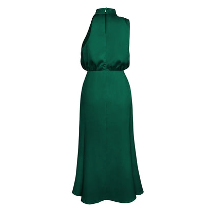 Elegant Silk Satin Sleeveless Long Dress for Women