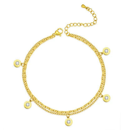 Gold Stainless Steel Bohemian Personalized Anklet