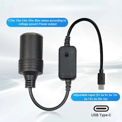 5V 2A USB to 12V Cigarette Lighter Socket Adapter