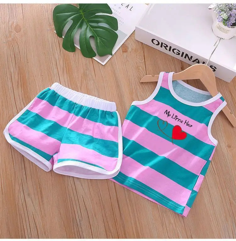 Cartoon Printed Vest and Shorts Set for Kids