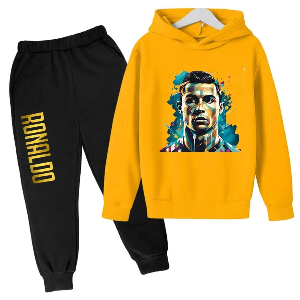 Ronaldo CR7 Print Hoodie and Pants Set for Children