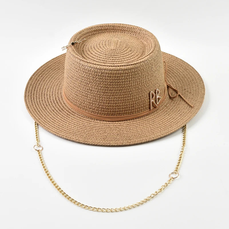 Elegant Straw Sun Hat for Women with Ribbon Decoration