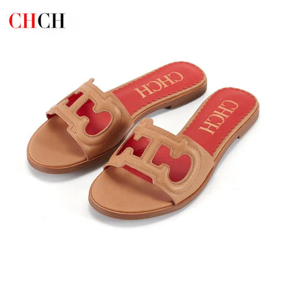 CHCH Women's Black Flat Indoor Slippers