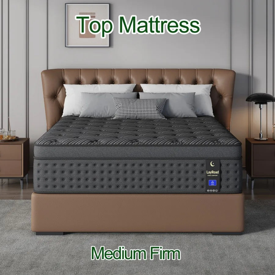 LayRoad Memory Foam Spring Mattress Black 12 Inch