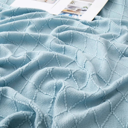 Khaki Knitted Acrylic Blanket with Tassels