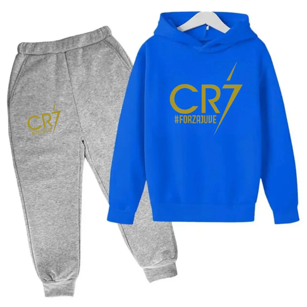 Ronaldo CR7 Print Hoodie and Pants Set for Children