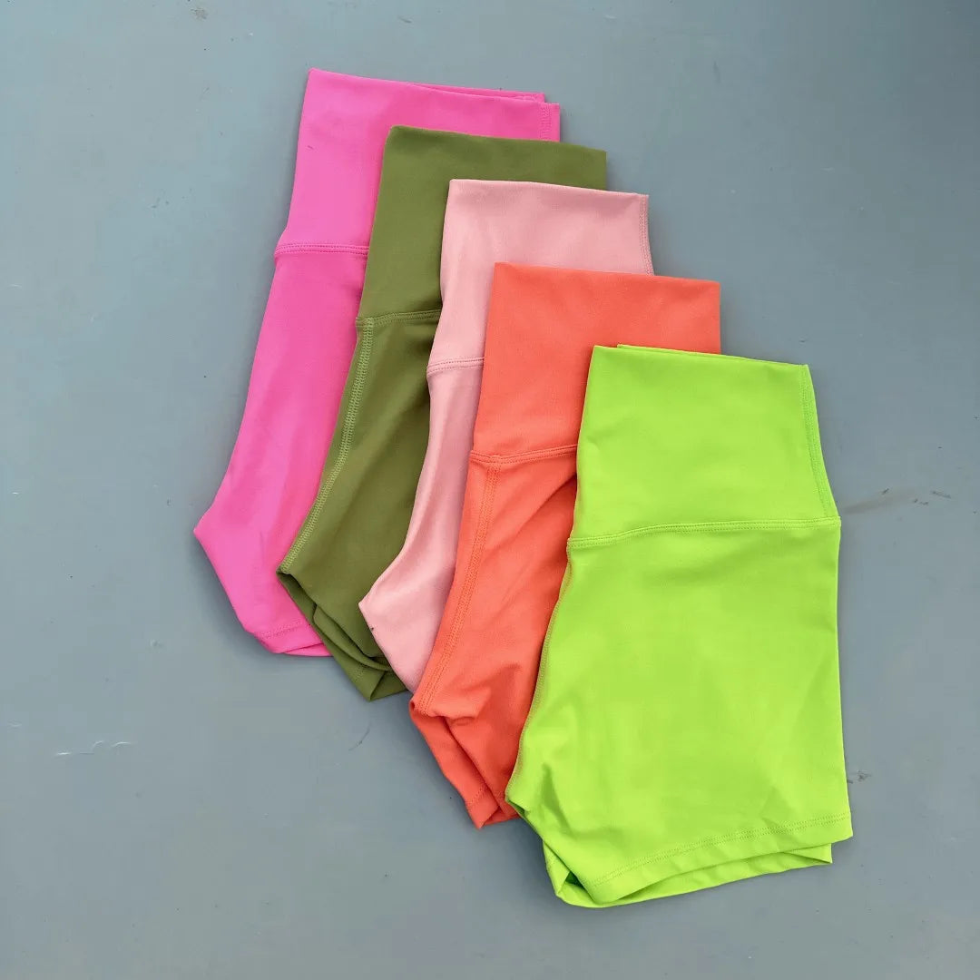 High Waist Yoga Shorts for Women in Solid Color