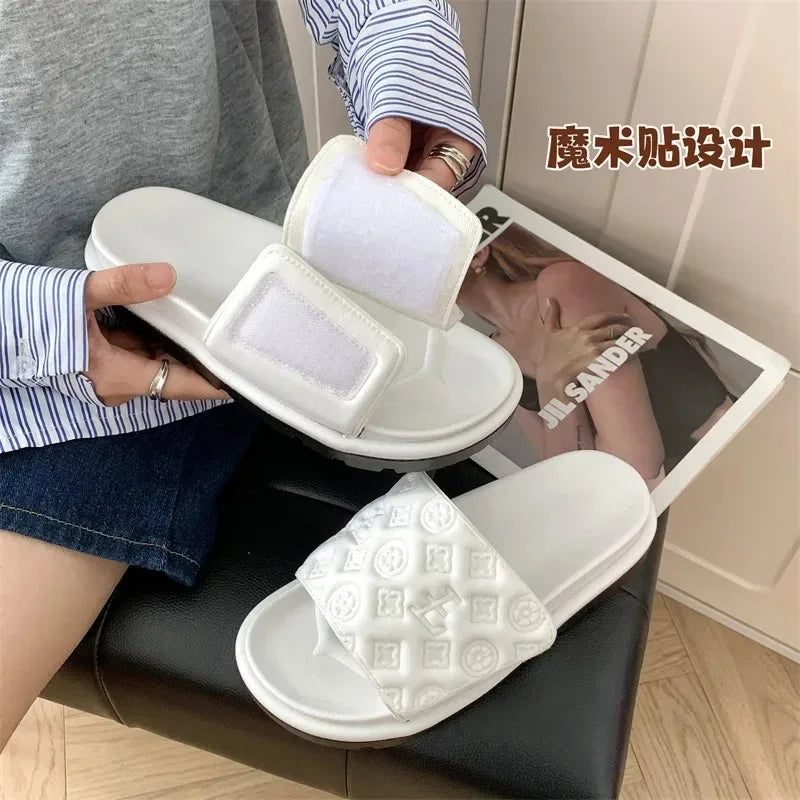 Ladies Canvas Flat Slippers Summer Sandals for Women