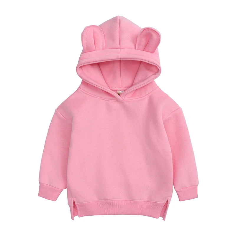 Kids Hooded Sweatshirt Cotton Solid Top for Girls