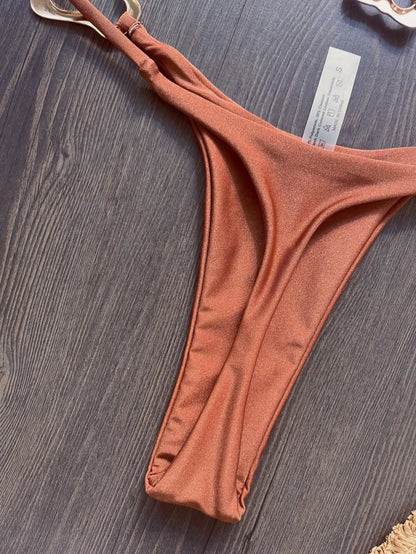 Halter Neck Micro Bikini Set Women Solid Swimwear