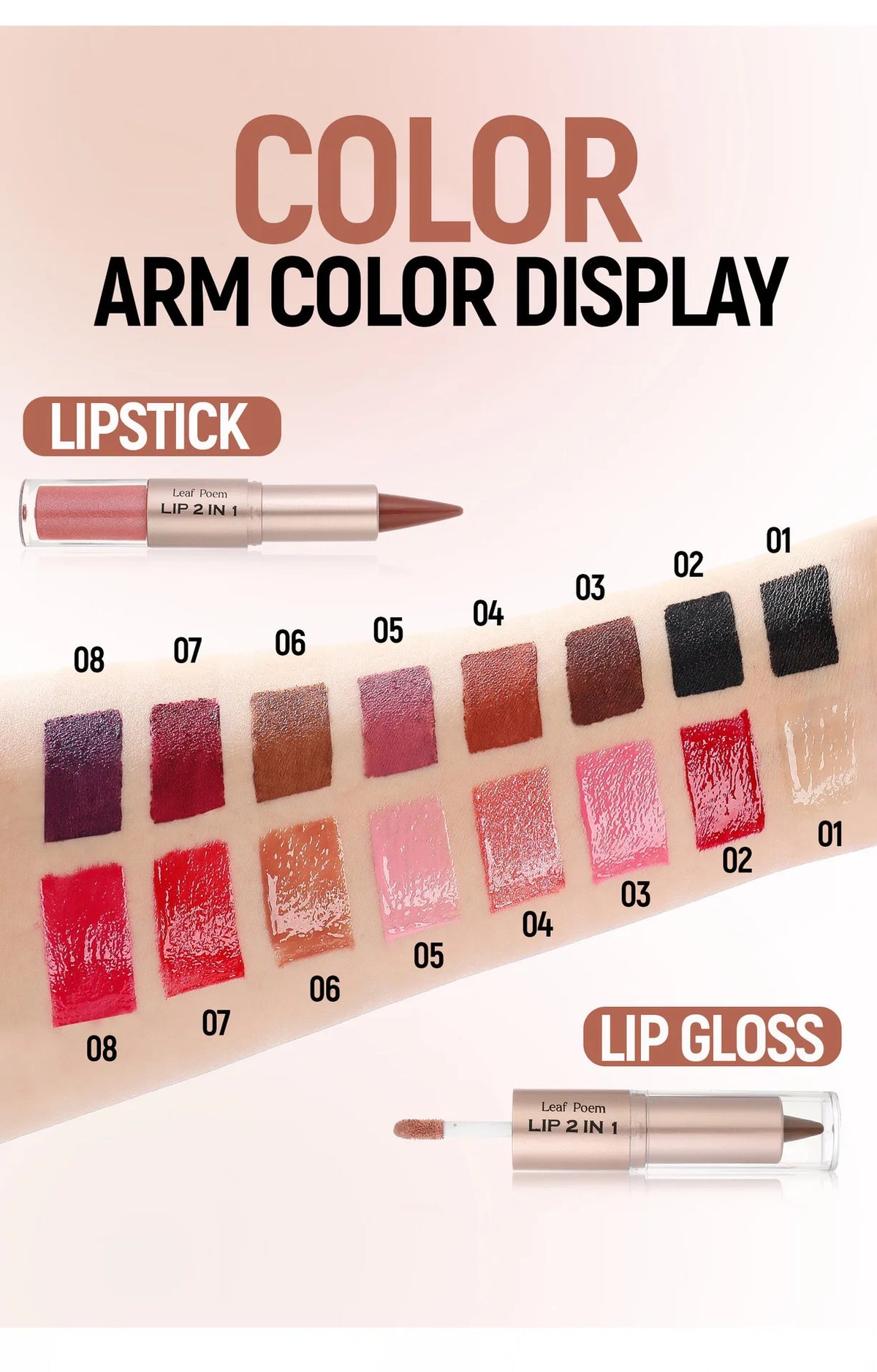 Black Brown Tapered Lip Liner and Lip Gloss Duo