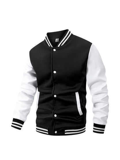 Men's Color Block Fleece-Lined Varsity Jacket