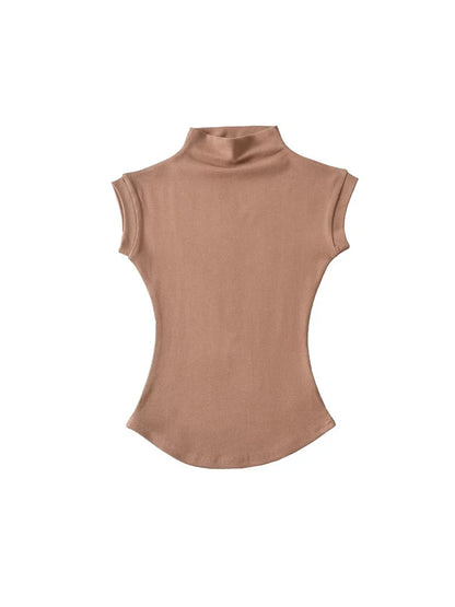 Women Summer Turtleneck Sleeveless Slim Fit Top