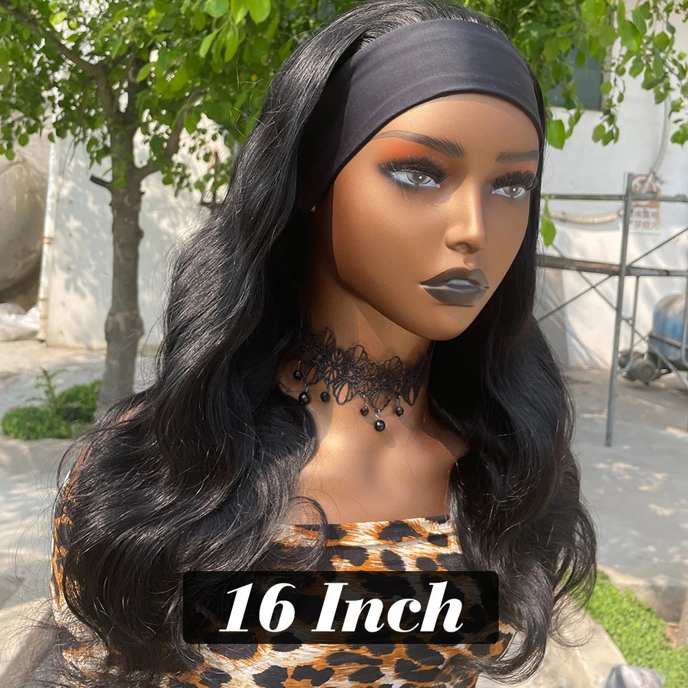 Body Wave Headband Wig Remy Human Hair Natural Black