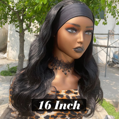 Body Wave Headband Wig Remy Human Hair Natural Black