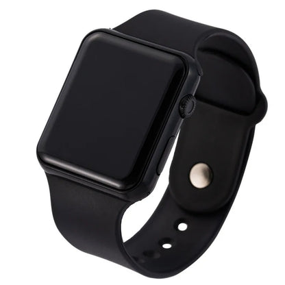 Digital LED Watch for Men Women Black Rubber Strap