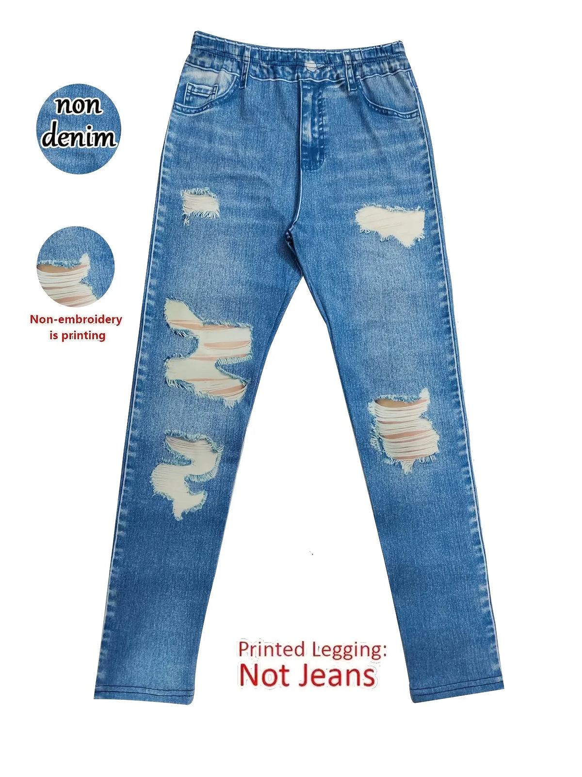Faux Denim Printed Skinny Leggings for Women