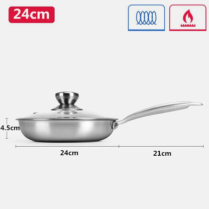 Stainless Steel Non Stick Frying Pan with Lid 28cm