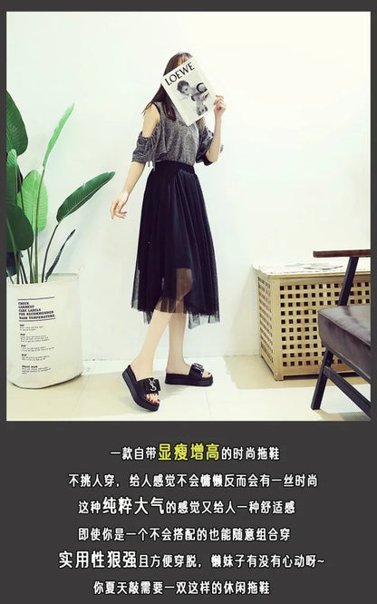 Women's Casual Leather Sandals with Thick Bottom