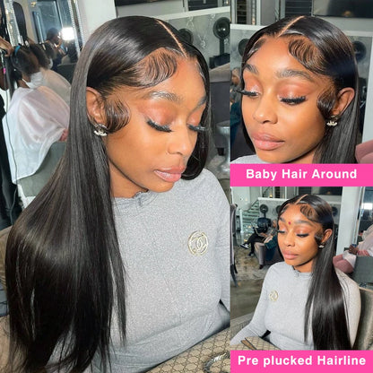 Bone Straight Lace Front Wig 30 40 Inch Human Hair