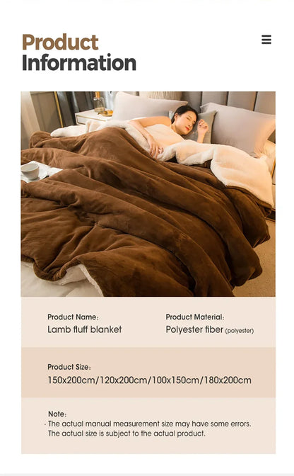 Wool Throw Blanket Double Sided Queen Size Winter Use
