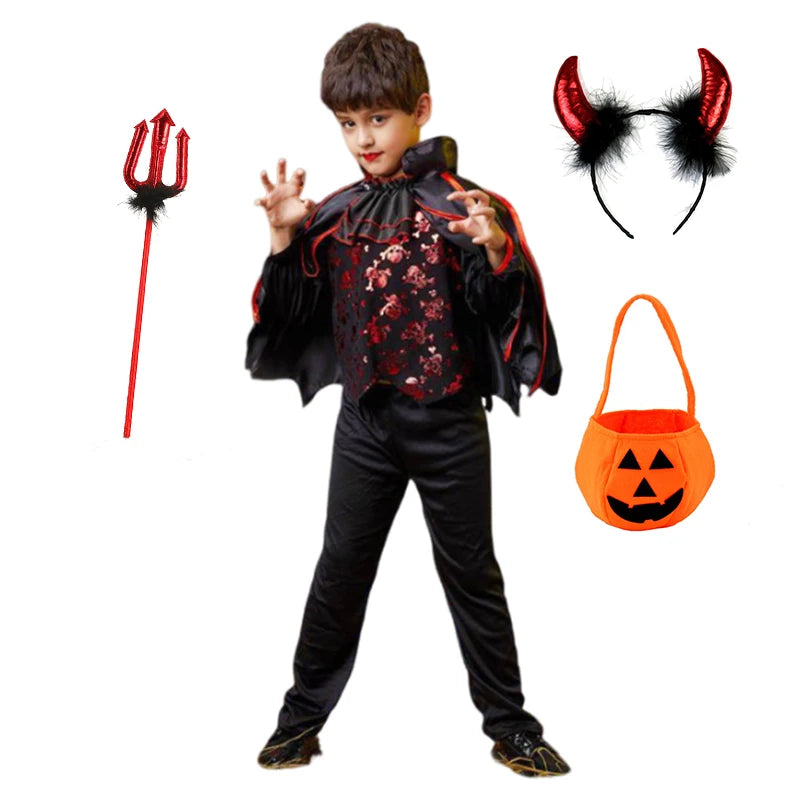 Halloween Vampire Dress for Kids in Scarlet Gothic Style