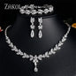 ZAKOL Brilliant Zirconia Leaf Jewelry Set for Women