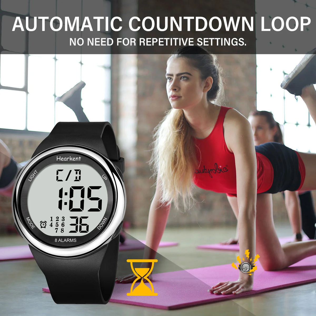 Hearkent 8 Alarm Waterproof Digital Wristwatch