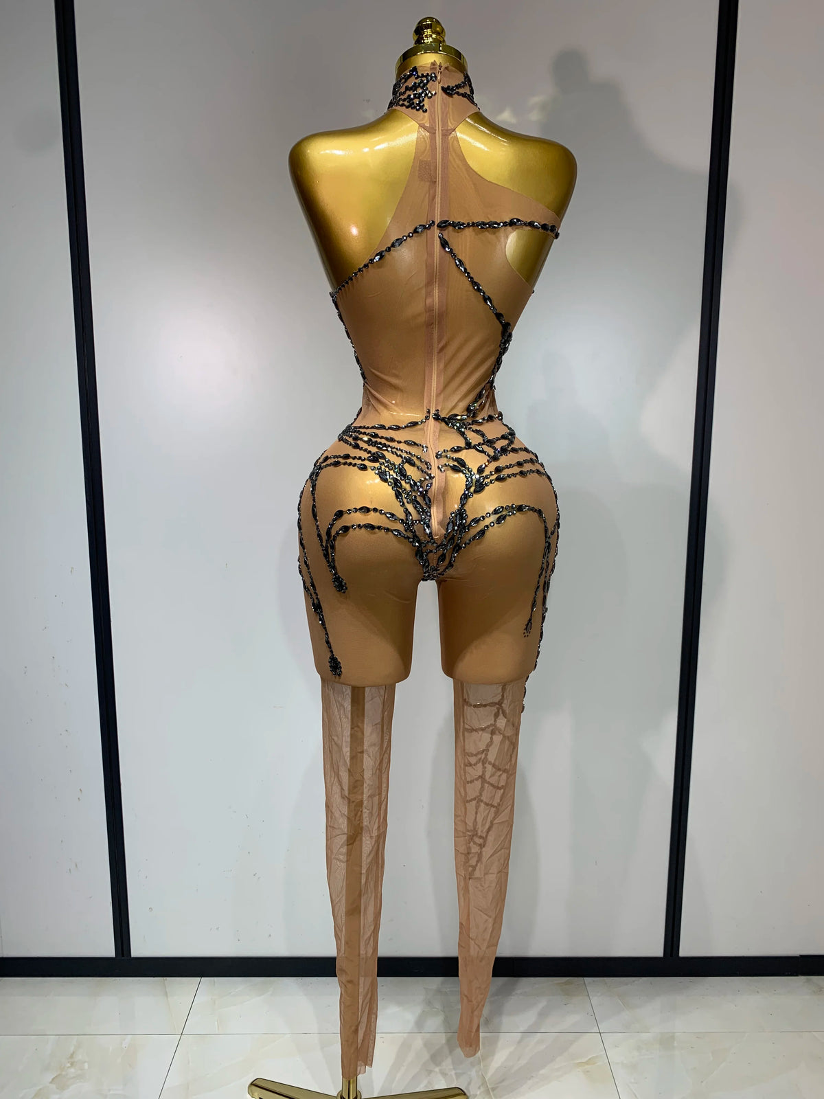 Sparkly Diamond Mesh Jumpsuit for Women