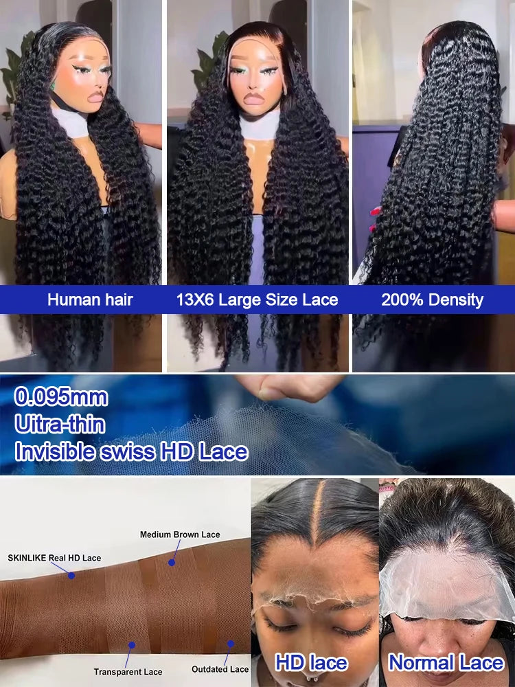 High Density Water Wave Human Hair Wig 40 42 Inch