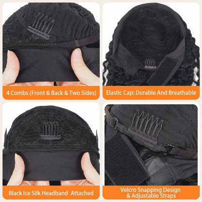 Curly Headband Wig Human Hair Kinky Curly 250 Density