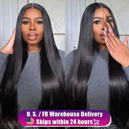 Bone Straight Lace Closure Wig Brazilian Human Hair 16-42 Inches
