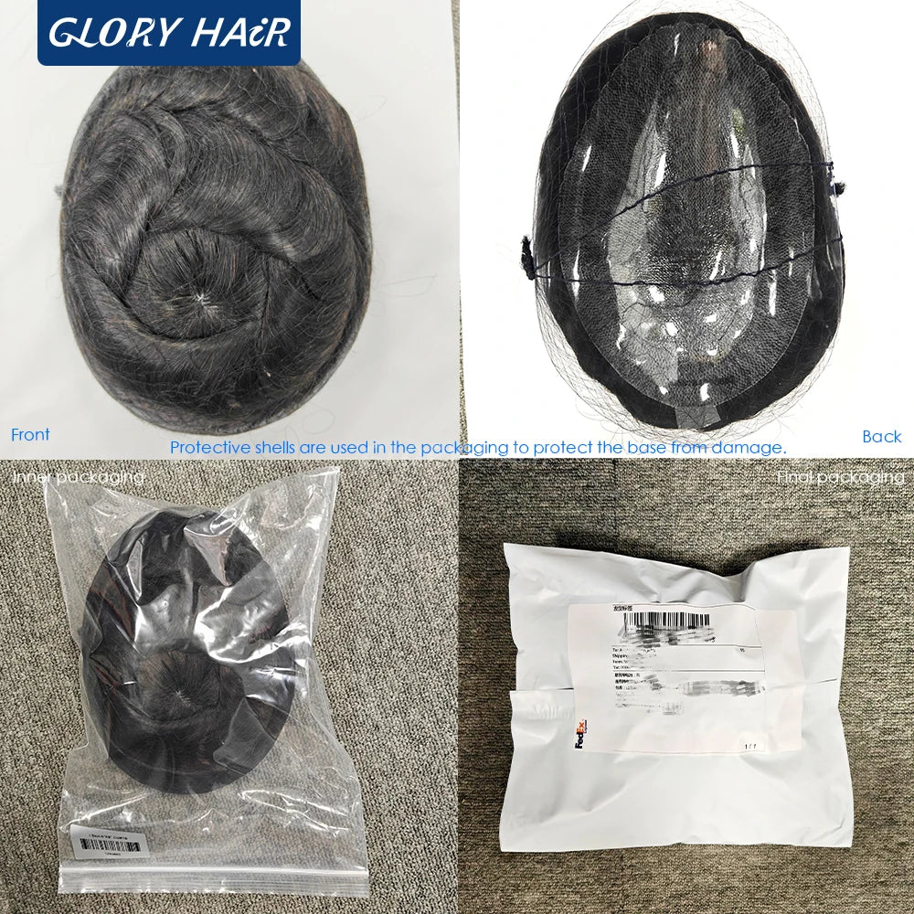 Double Knotted Toupee 130% Density Indian Hair 5 Inch
