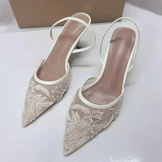 Designer Mesh Open Heel Sandals for Women