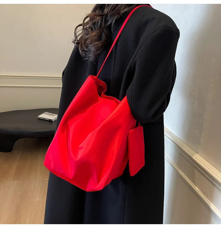 Large Capacity Nylon Tote Shoulder Bag for Women