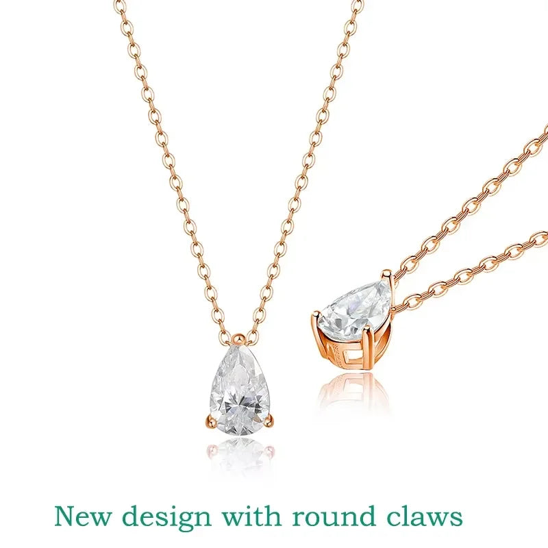 Smyoue Pear Cut Moissanite Necklace 925 Sterling Silver