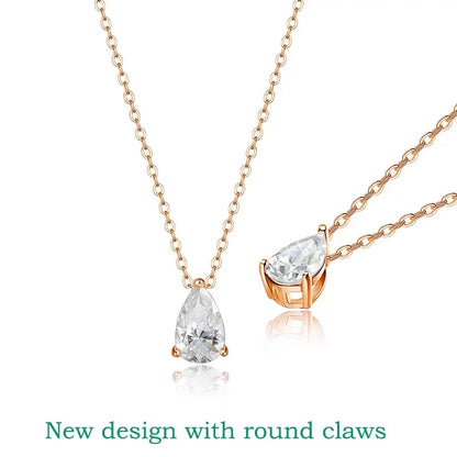 Smyoue Pear Cut Moissanite Necklace 925 Sterling Silver