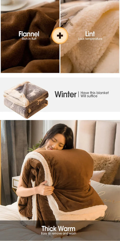 Wool Throw Blanket Double Sided Queen Size Winter Use