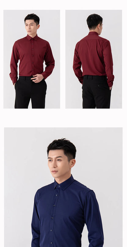 Men's Slim Fit Solid Color White Dress Shirt