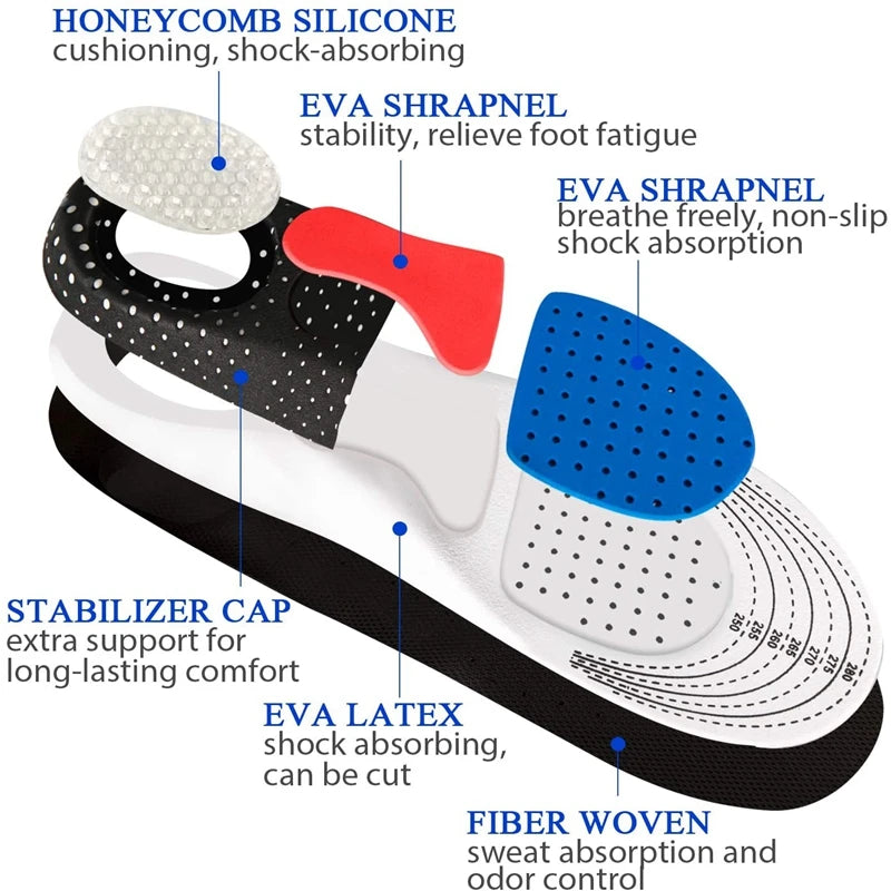 Memory Foam Sports Insoles with Arch Support