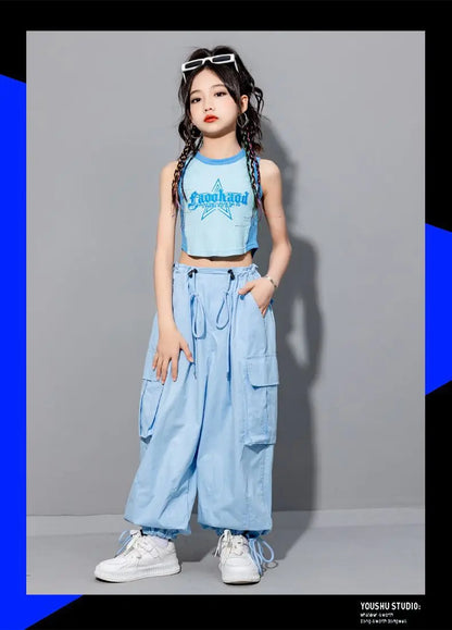 Girls Loose Cargo Pants with Belt for Daily Wear