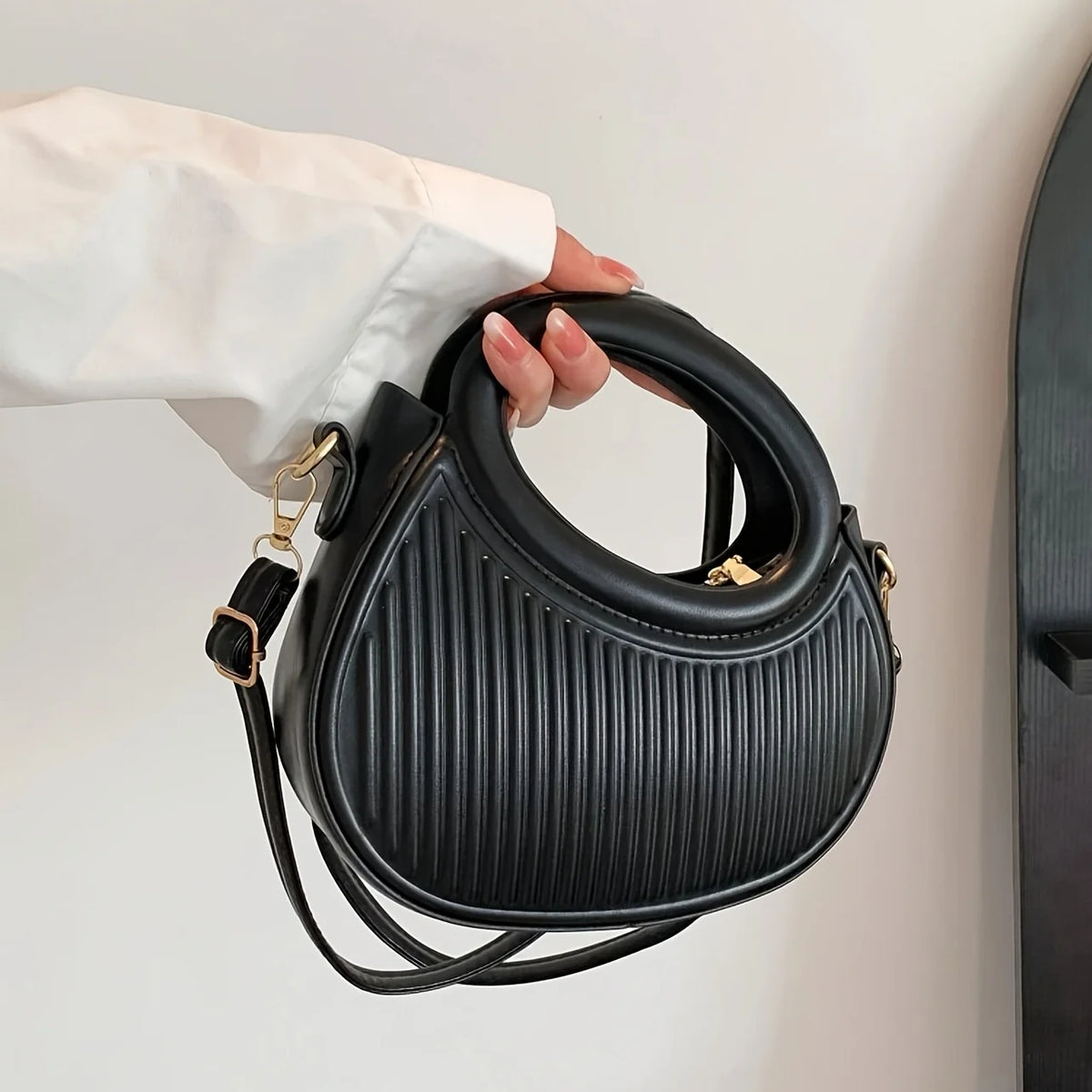 Chic Stripe Crossbody Bag for Women in Synthetic Leather