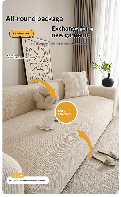 Jacquard Sofa Cover Thick Elastic for L-Shaped Sofa